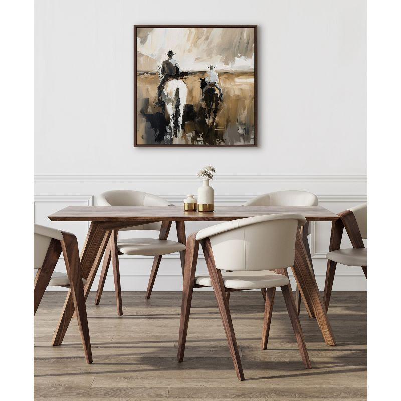 Kate & Laurel All Things Decor 30"x30" Sylvie Cowboy Horseback Neutral 2 Framed Canvas by Creative Bunch Brown