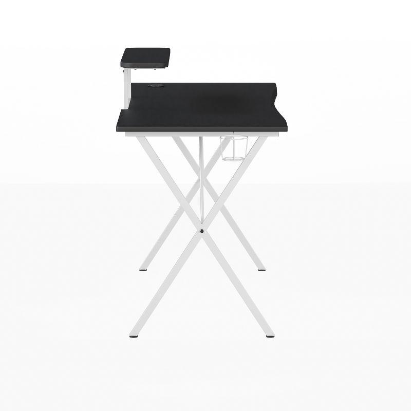 Flash Furniture Black Gaming Desk and White Frame with Cup Holder, Headphone Hook, and Monitor/Smartphone Stand