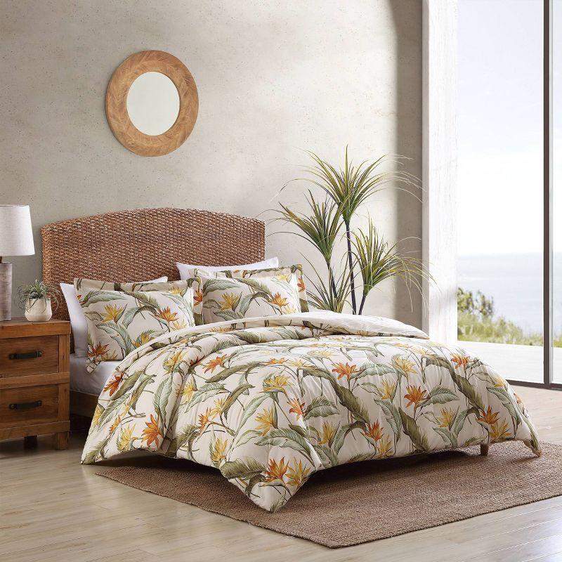 Tommy Bahama Birds Of Paradise Ivory Cotton Reversible Duvet Cover Set