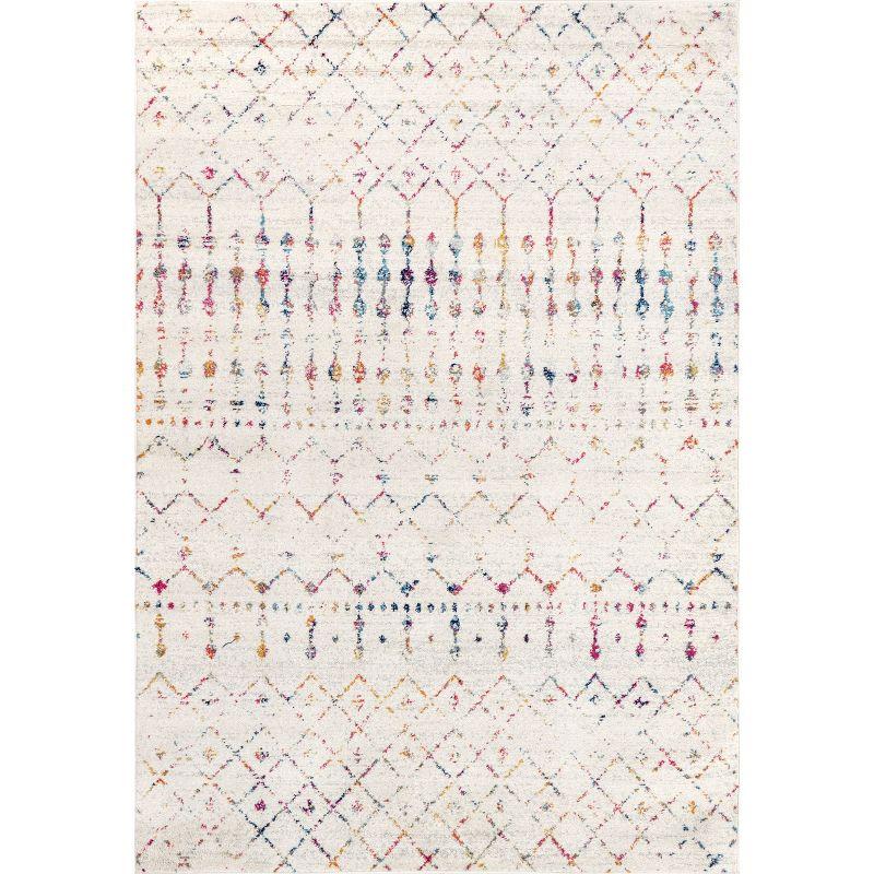 Nuloom 6 Square Moroccan Blythe Indoor Area Rug, Light Multicolor, Faded Bohemian Design, Stain Resistant, BedroomLiving Room, Kitchen,
