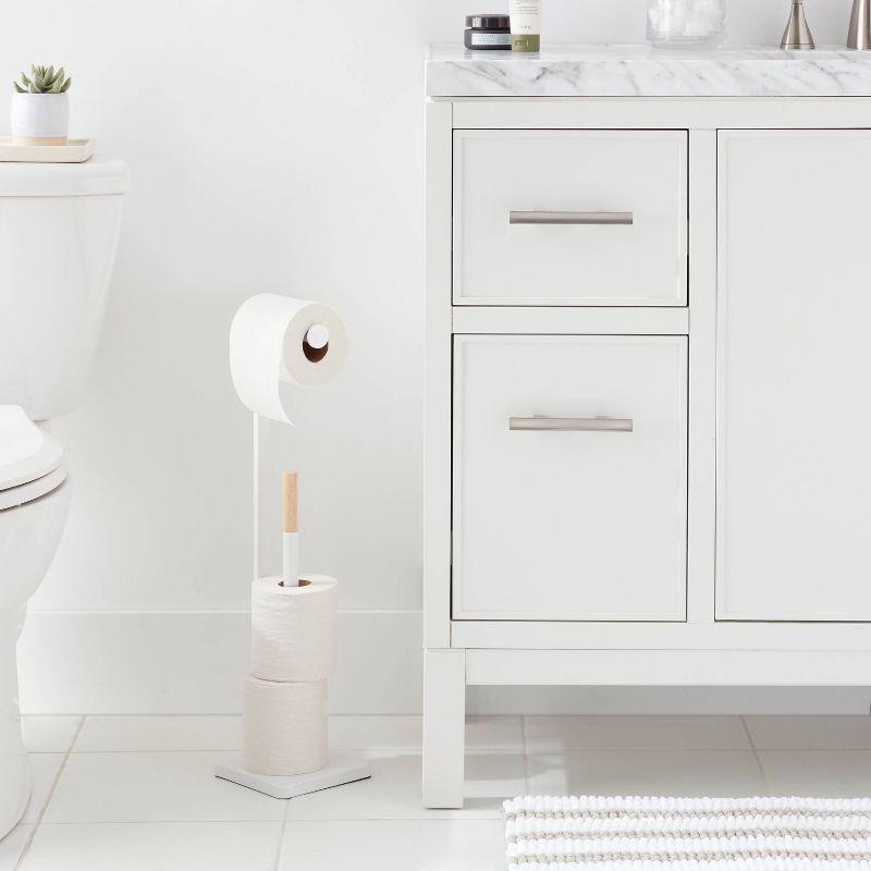 Freestanding Toilet Paper Holder Matte White - Brightroom™: Steel Construction, 22.99" Height, Bathroom Storage