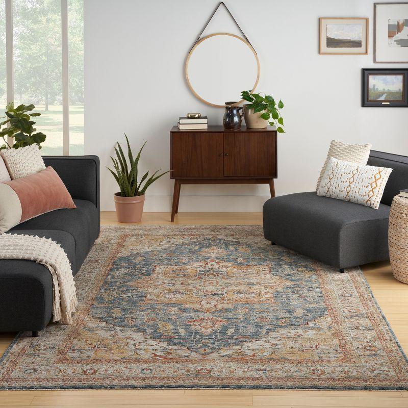 Nourison Petra Vintage Medallion Indoor Rug Ivory Blue 9'3" x 12'7"