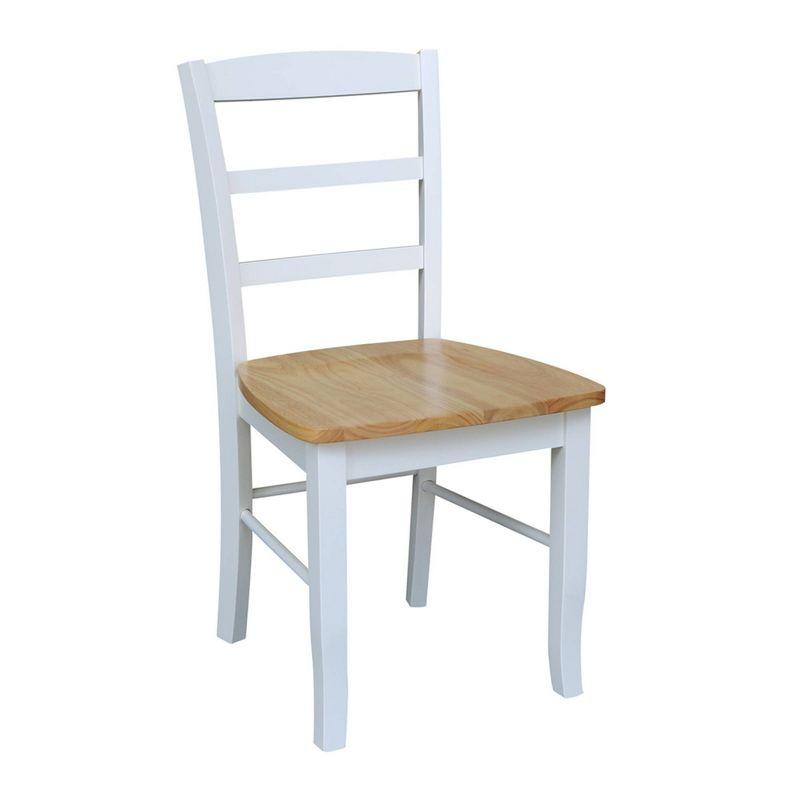 White and Natural Wood Ladderback Side Chair