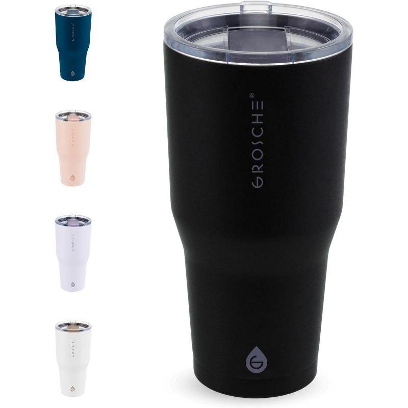 GROSCHE YUKON 20 OZ Insulated Travel Mug, Coffee Tumbler with Slider Lid, Graphite Black
