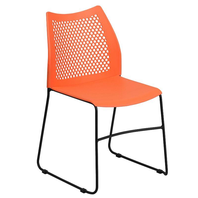 Hercules Series 661 lb Orange Plastic Air-Vent Stack Chair