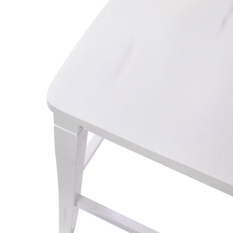 Merrick Lane Set of Two Classic Wooden Ladderback Counter Height Barstools with Solid Wood Seats in Antique White Wash