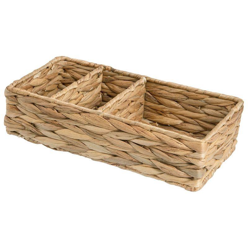 Natural Water Hyacinth and Metal Vanity Organizer Tray