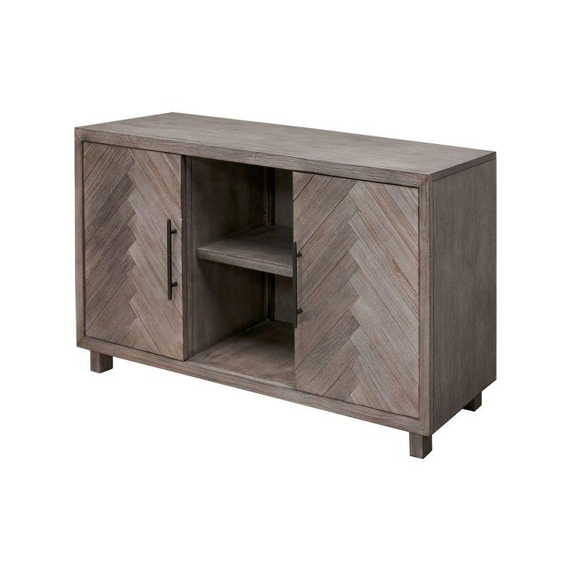 Palisade Console TV Stand for TVs up to 60" Gray - Martin Furniture: Herringbone Pattern, Iron Hardware