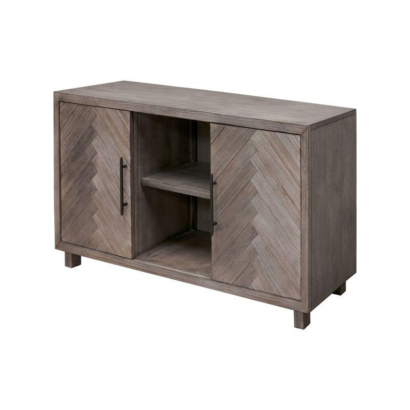 Gray 60" Transitional Wood TV Console with Cabinet