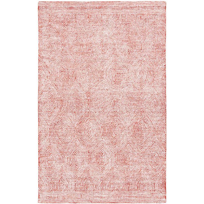 Abstract ABT340 Handmade Indoor Area Rug - Ivory/Red - 4'x6' - Safavieh