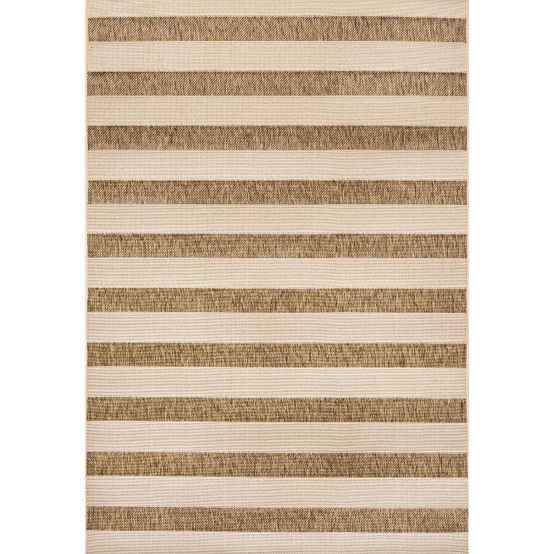 3'x5' Aveiro Wide Stripe Indoor/Outdoor Area Rug, Beige/Brown - JONATHAN Y