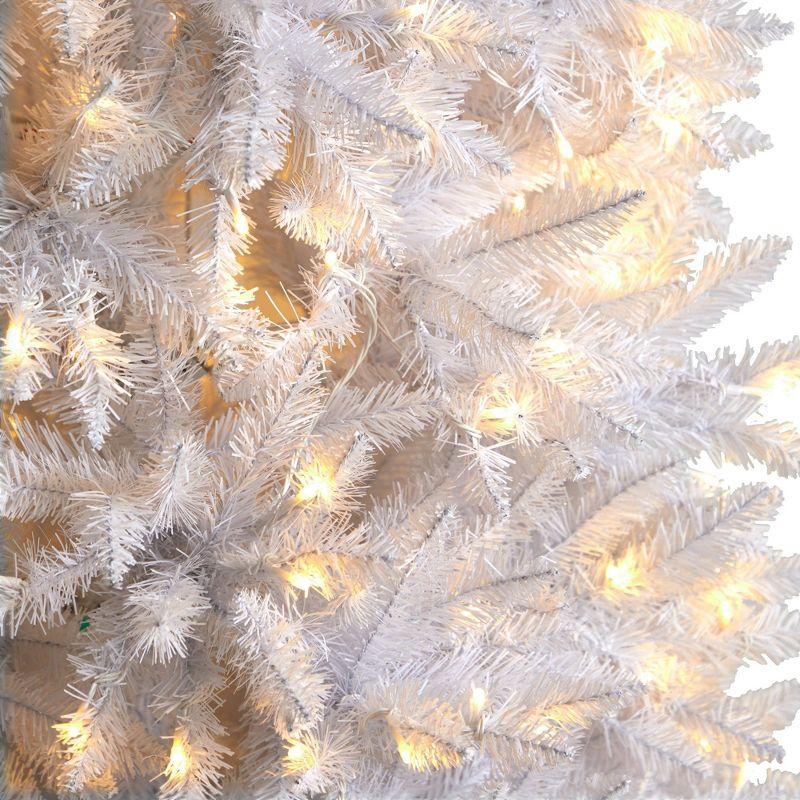 Nearly Natural 9-ft Slim White Artificial Christmas Tree with 600 Warm White LED Lights and 1860 Bendable Branches