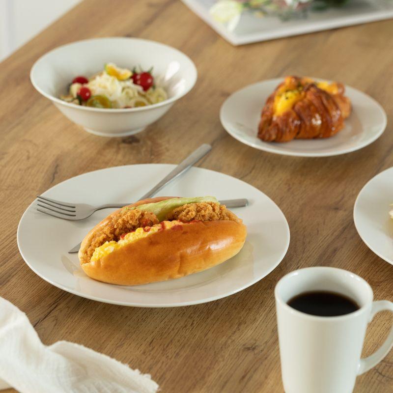 Dinewares 16 PC Spin Wash Dinnerware Dish Set for 4 Person | Mugs, Salad and Dinner Plates and Bowls Sets, Dishwasher and Microwave Safe, White