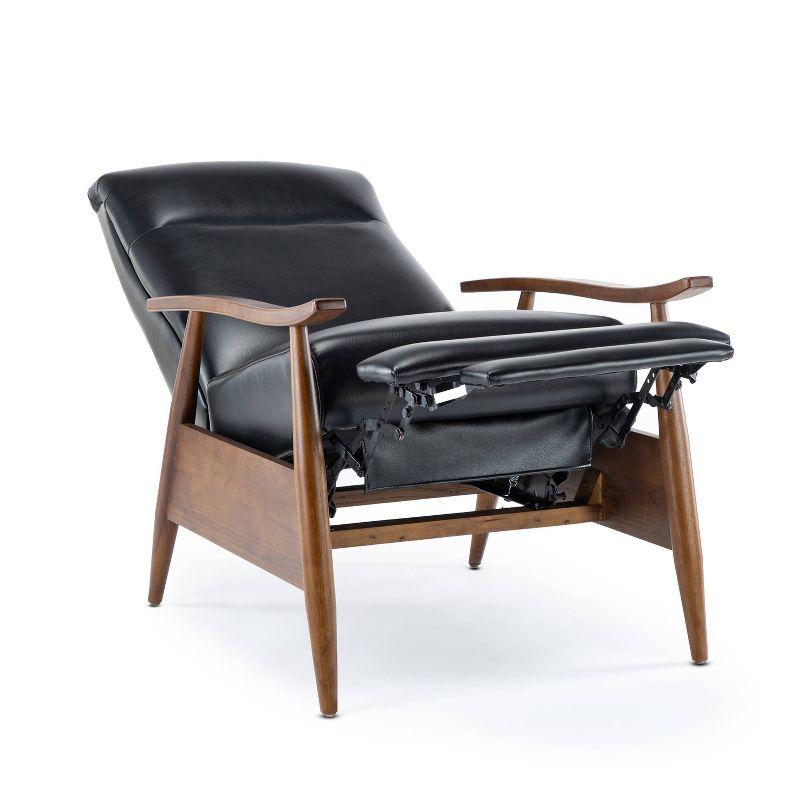Comfort Pointe Solaris Press-Back Recliner Black: Faux Leather, Wood Legs, 330 lbs Capacity