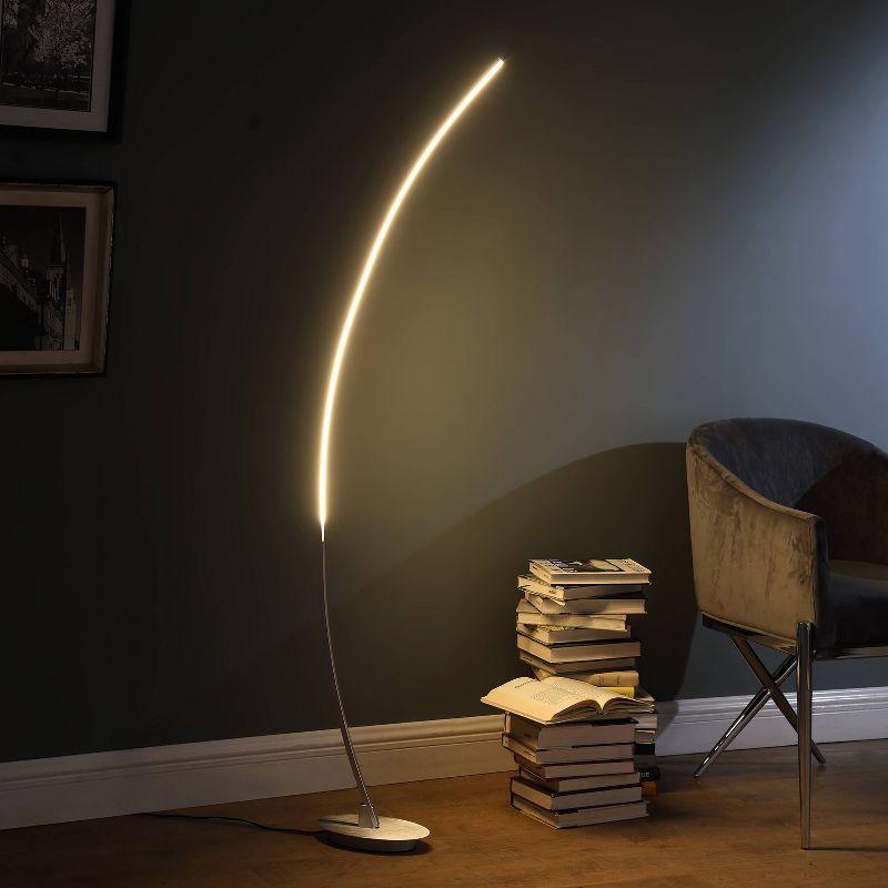 62.25" Modern Arc Metal Tube Floor Lamp (Includes LED Light Bulb) Silver - Ore International