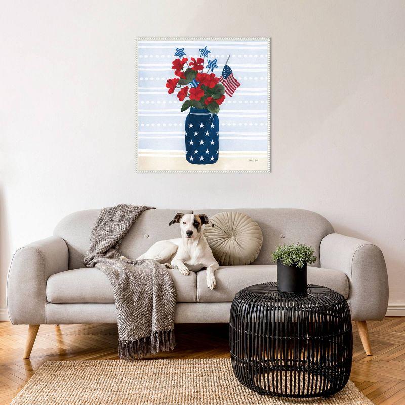 Patriotic Floral Canvas Print with White Frame, 30" x 30"