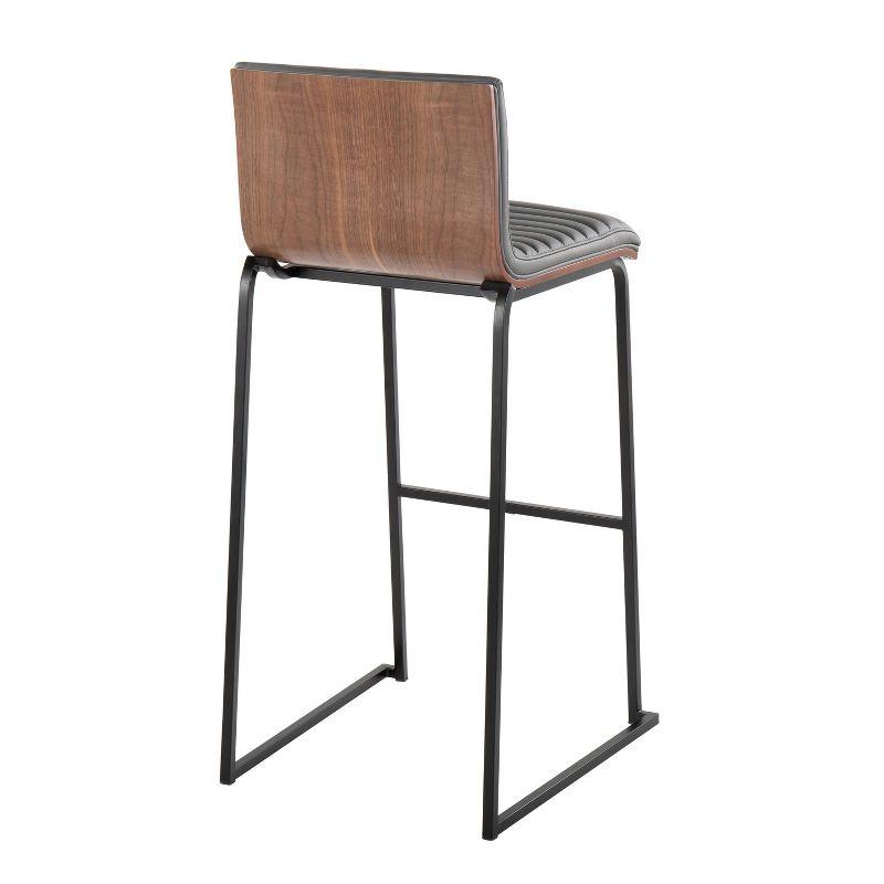 LumiSource 30" Mason Mara Fixed Height Barstools Black Walnut Wood/Gray PU Leather