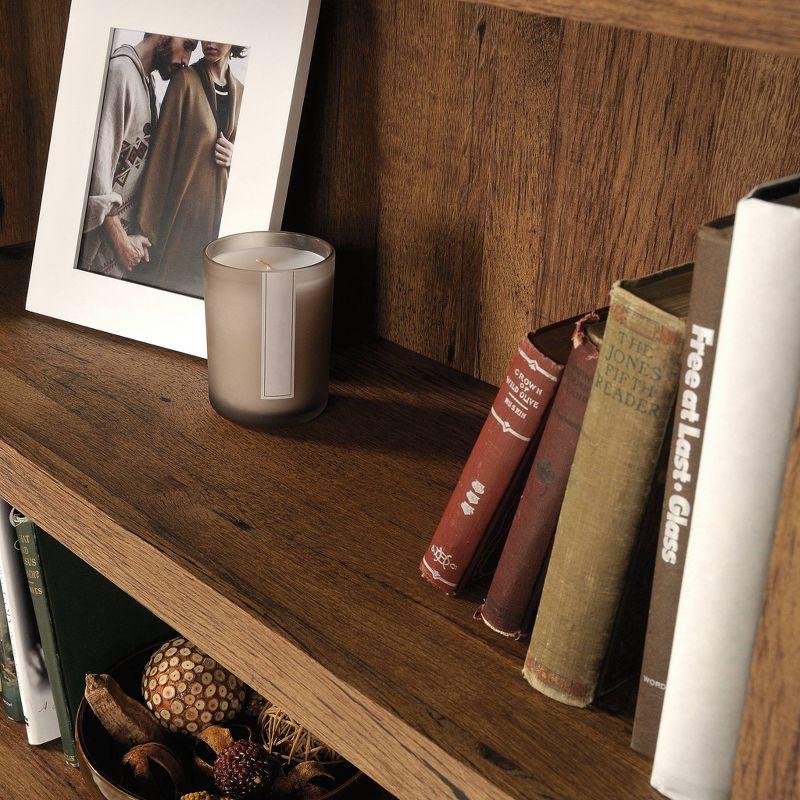 70" 5 Shelf Bookcase with Doors Vintage Brown - Sauder: Hidden Storage, Library Style