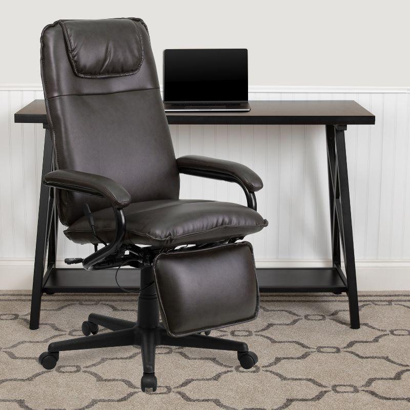 Ergonomic High Back Brown LeatherSoft Swivel Executive Chair with Arms