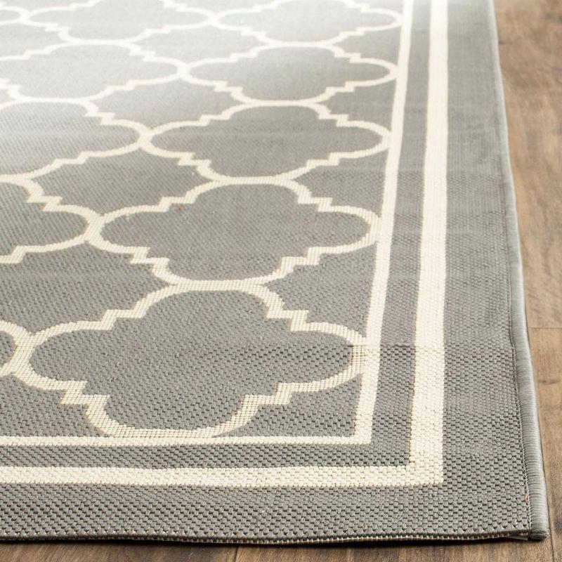 Anthracite Gray and Beige Synthetic Outdoor Area Rug