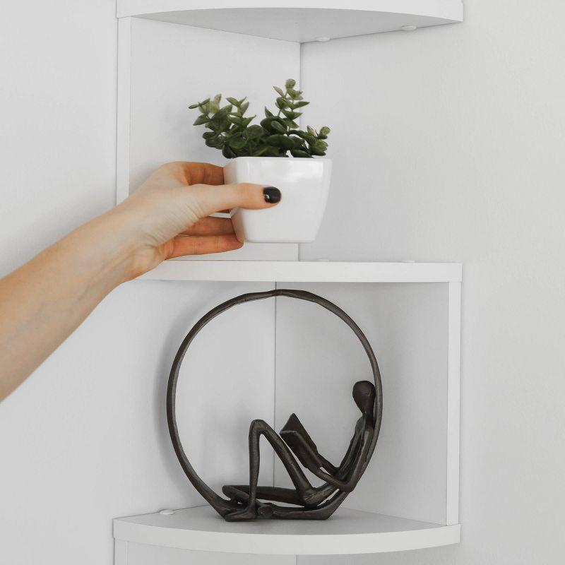 Danya B. 48.5" x 7.7" Corner Zig Zag Decorative Wall Shelf White: Modern Laminated MDF, 5-Tier Storage