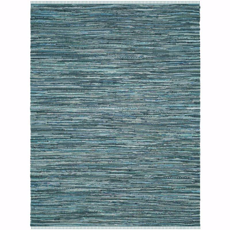 Rag Rug RAR127 Hand Woven Indoor Area Rug - Turquoise/Multi - 10'x14' - Safavieh.