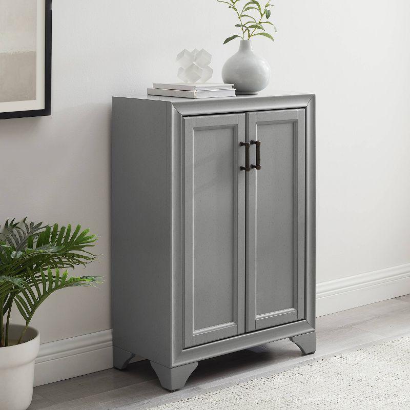 Distressed Gray Adjustable Shelf Bathroom Accent Cabinet