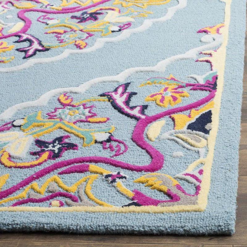 Handmade Tufted Wool Area Rug in Light Blue/Multi, 4' x 6'