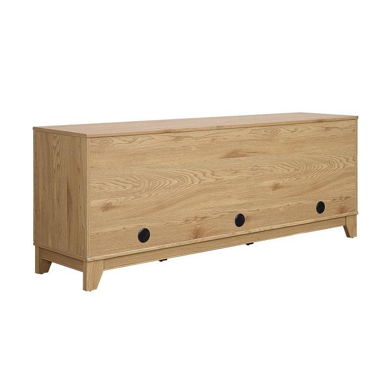 Manhattan Comfort Sheridan Modern 6 Shelf Cane TV Stand for TVs up to 55" Natural: Media Console with Cable Management