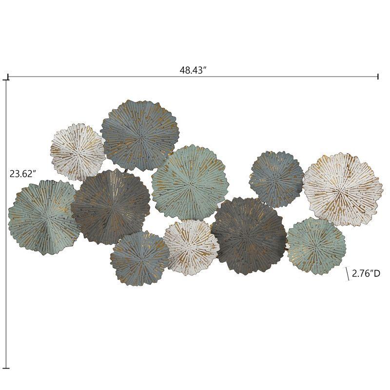 LuxenHome 48-Inch Multi-Color Metal Flowers Modern Wall Decor Gray