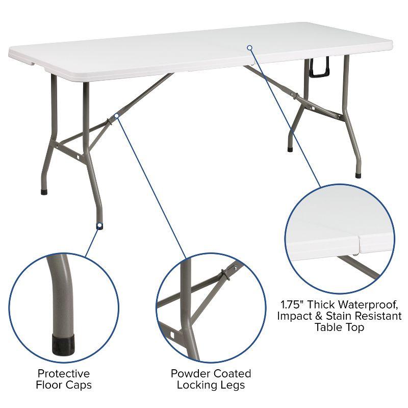 Gray 72-Inch Rectangular Folding Table with Powder-Coated Metal Legs