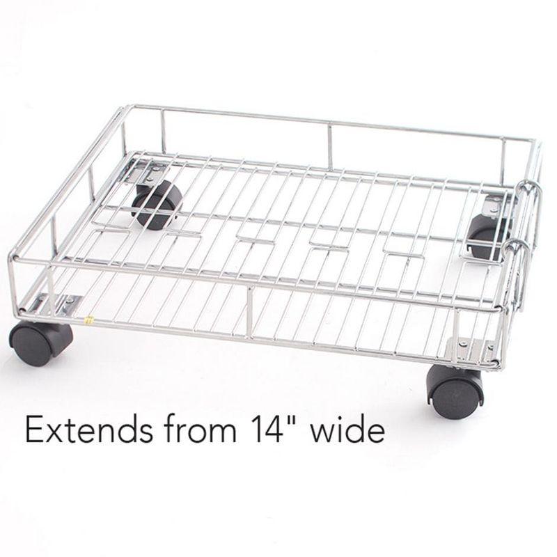 Expandable Chrome Metal Rolling Storage Basket with Wheels