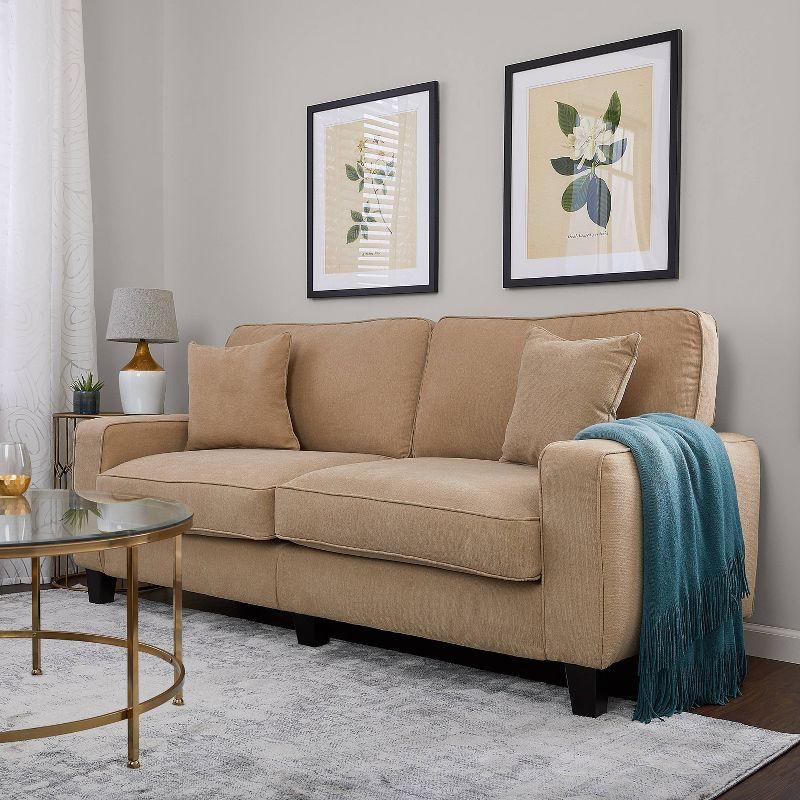 Compact Beige Microfiber Sleeper Sofa with Removable Cushions