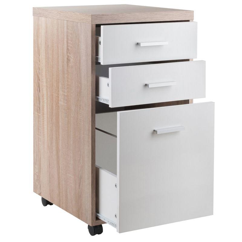 Kenner Brown and White 3-Drawer Lockable Mobile File Cabinet