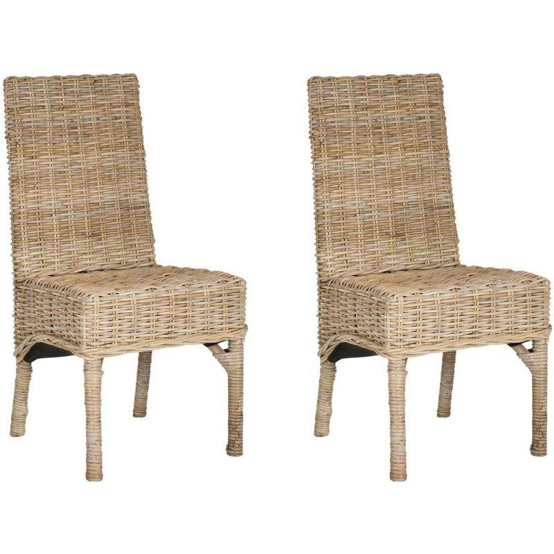 Transitional Unfinished Wicker and Wood Side Chair - Natural