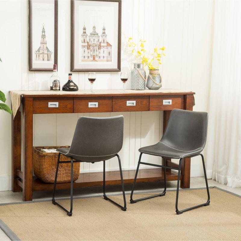 Roundhill Furniture Lotusville Vintage PU Leather Dining Chairs, Antique Gray, Set of 2