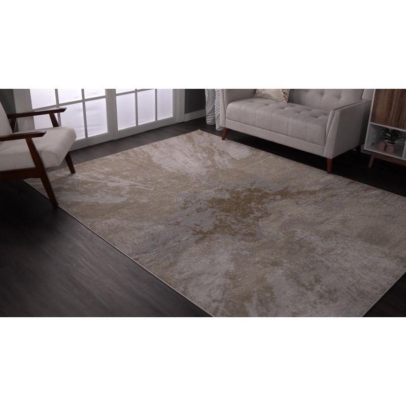 Reversible Gold Abstract Synthetic 25" Rectangular Rug