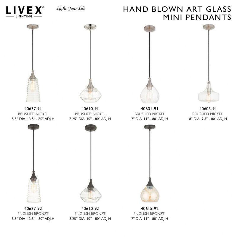 Livex Lighting Art Glass 1 - Light Pendant in  Brushed Nickel