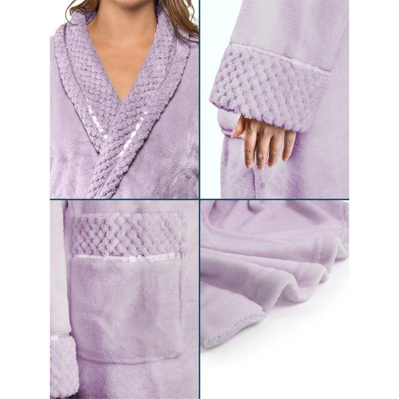 PAVILIA Soft Plush Women Fleece Robe, Cozy Warm Housecoat Bathrobe, Fuzzy Female Long Spa Robes