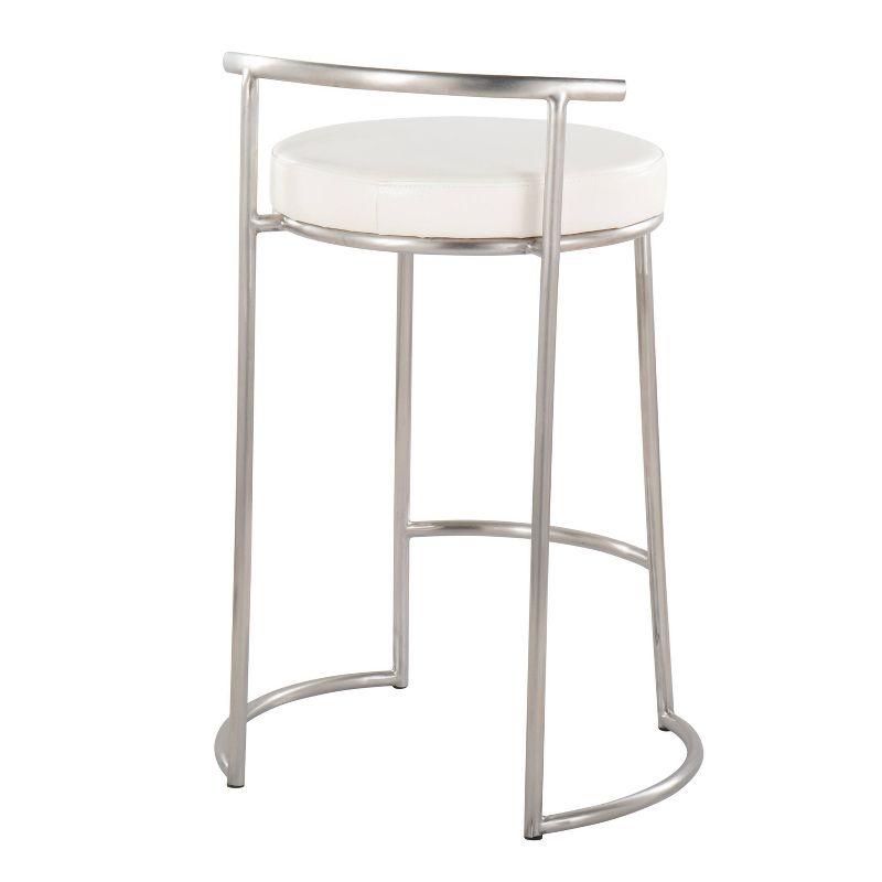 White Metal Round Counter Stool with Padded Seat, 26"