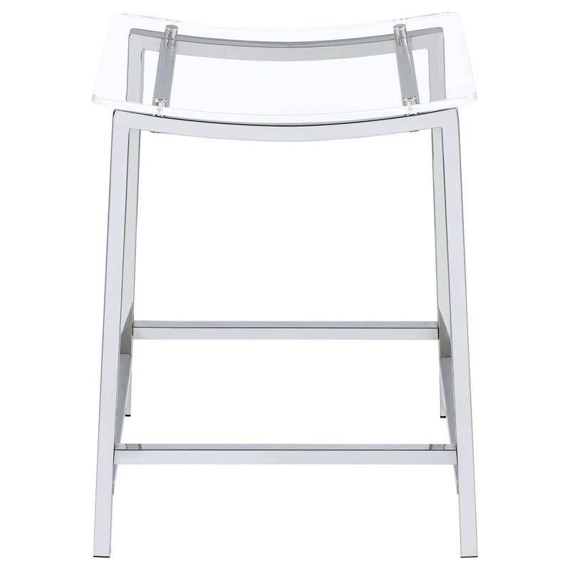 Coaster Set of 2 Jovani Modern Acrylic Backless Counter Height Barstools Clear/Chrome