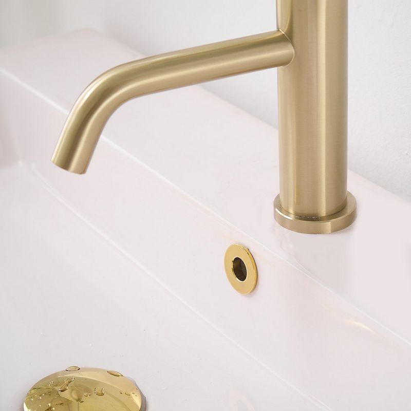 Brushed Gold Single Handle Low-Arc Bathroom Faucet with Drain