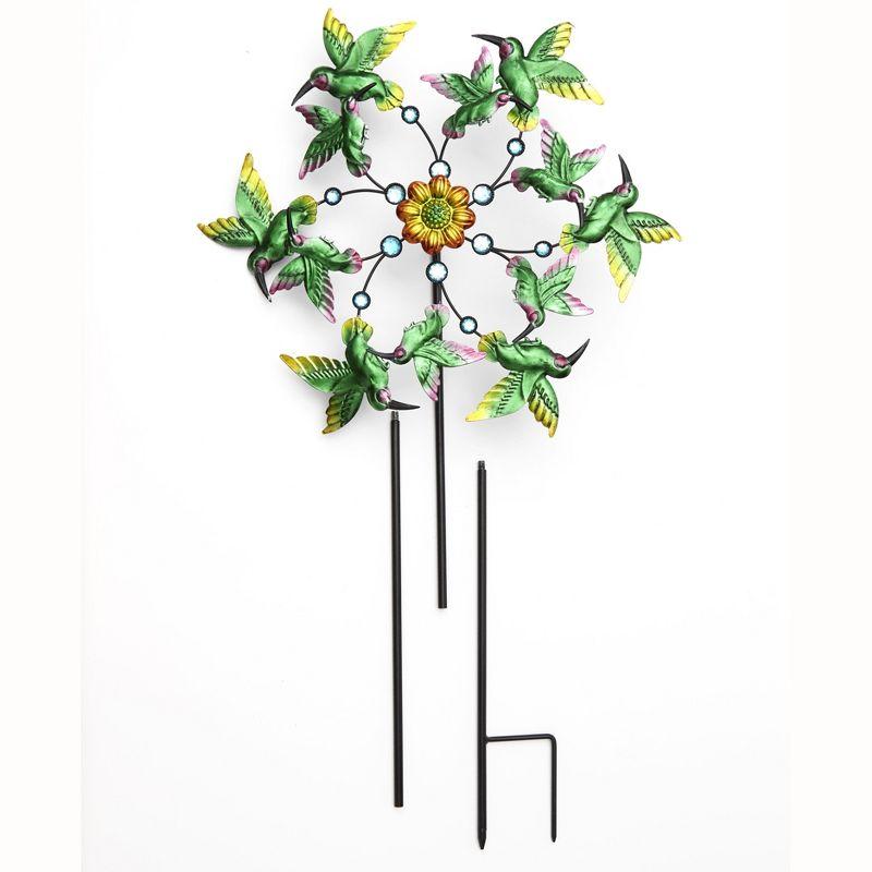 The Lakeside Collection Decorative Garden Hummingbird Wind Spinner Stake - Dynamic Outdoor Accent