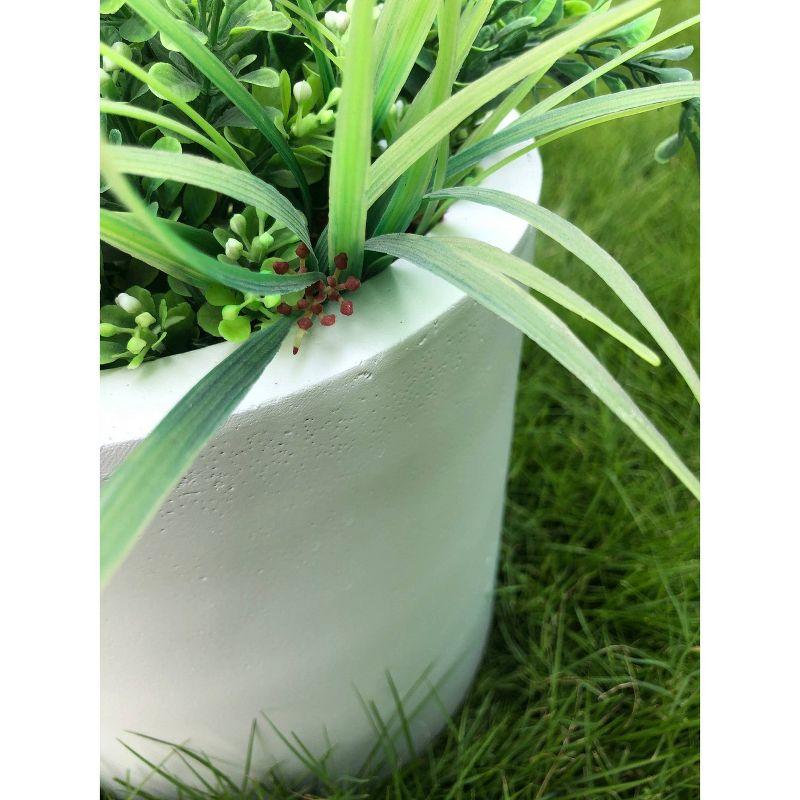 Set of 3 Modern Cylindrical Lightweight Concrete Outdoor Planters Pure White - Rosemead Home & Garden, Inc.