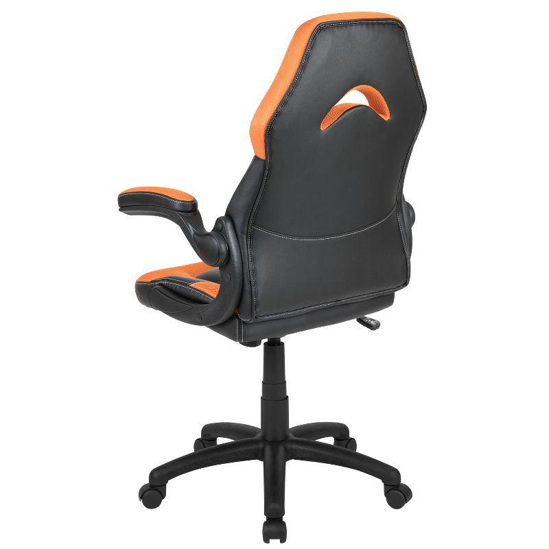 Black Nylon High-Back Ergonomic Gaming Chair with Flip-Up Arms