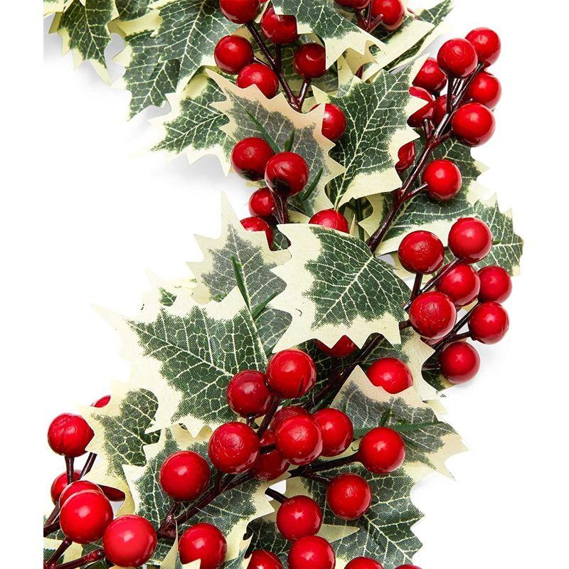 Farmlyn Creek Artificial Christmas Wreath with Holly Berries for Door Decoration (15.7 in)