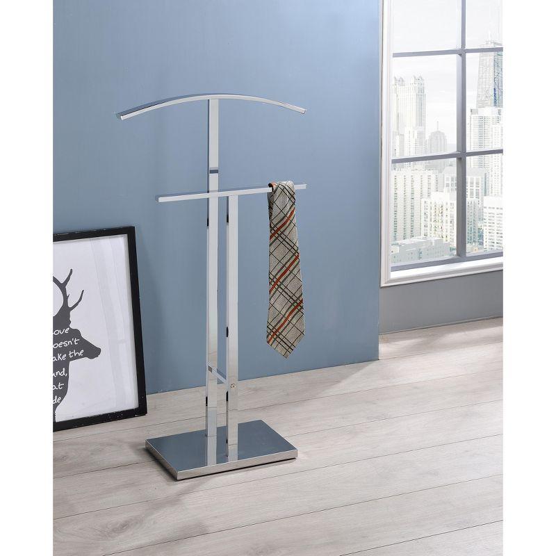 Kings Brand Furniture - Dossi Metal Suit Valet Stand, Clothes Rack, Clothing Organizer, Jacket Hanger, Tie Hanger (Chrome)