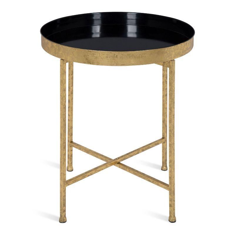 Kate and Laurel Celia Round Metal Side Table, 18.25x18.25x22, Black and Gold