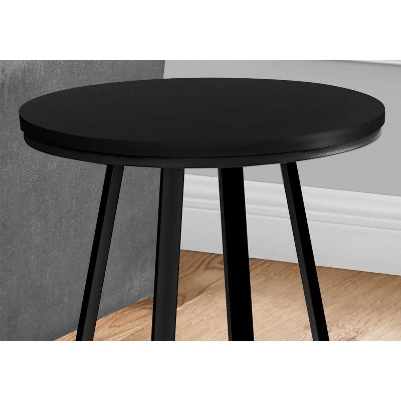 17 Stories Accent Table, Side, Round, End, Nightstand, Lamp, Living Room, Bedroom, Laminate, Black Metal, Contemporary, Modern