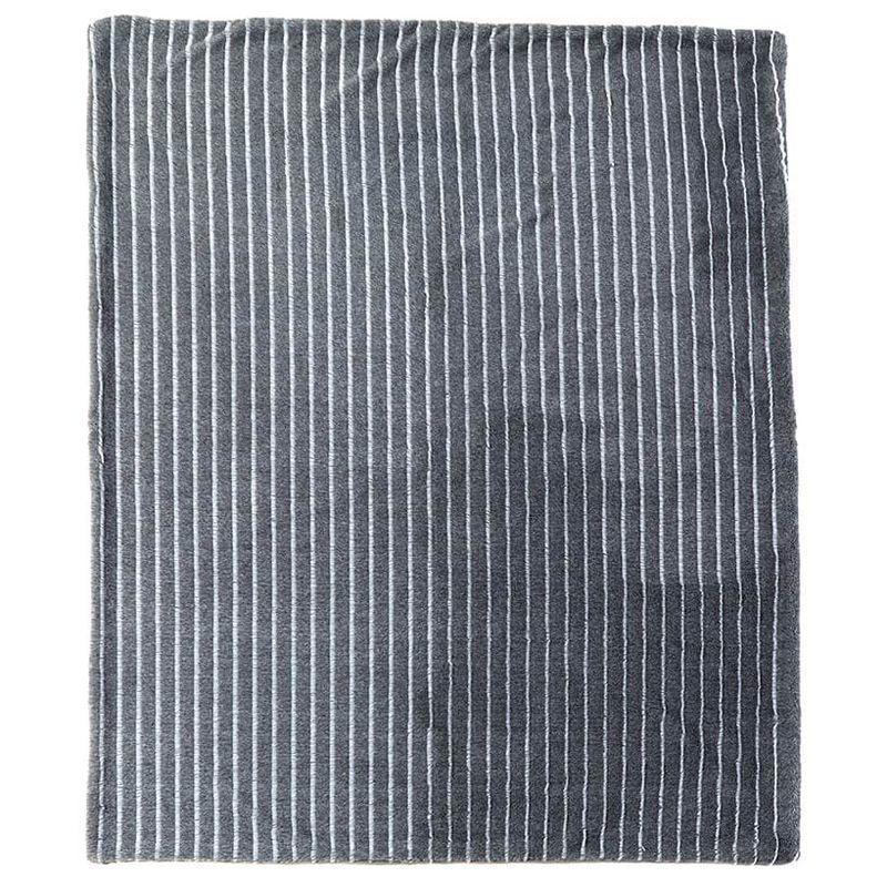 Gray Striped Faux Fur Throw Blanket with Polyester Backing